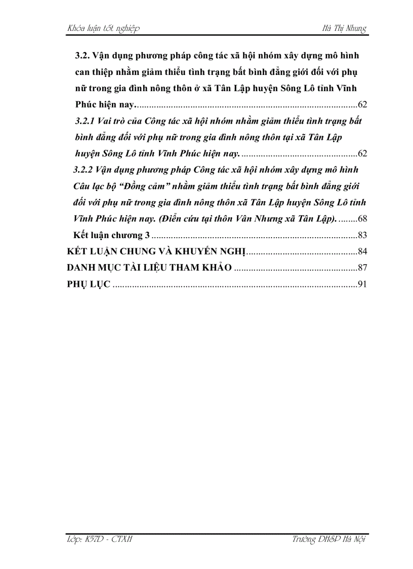 image for page Vận dụng phương pháp công tác xã hội nhóm nhằm giảm thiểu tình trạng bất bình đẳng giới đối với phụ nữ trong gia đình nông thôn tại xã Tân Lập- Sông Lô- Vĩnh Phúc hiện nay