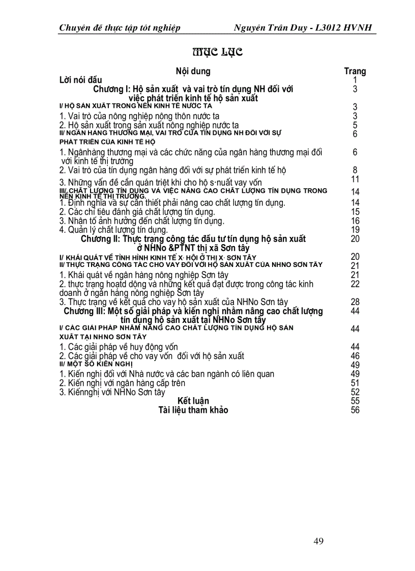 image for page Một số giải pháp nhằm nâng cao chất lượng tín dụng hộ sản xuất tại NHNo &PTNT thị xã Sơn tây