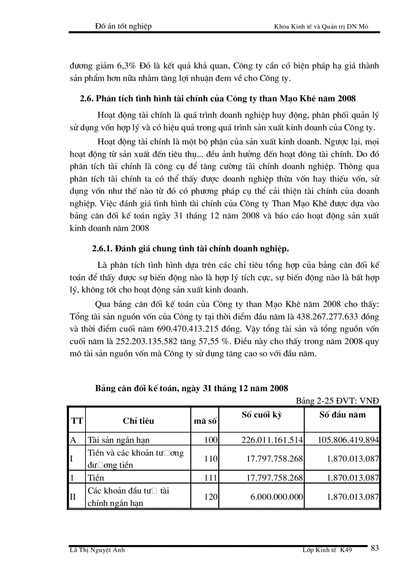 image for page Phân tích tình hình tài chính của Công ty TNHH MTV than Mạo Khê giai đoạn 2004 - 2008