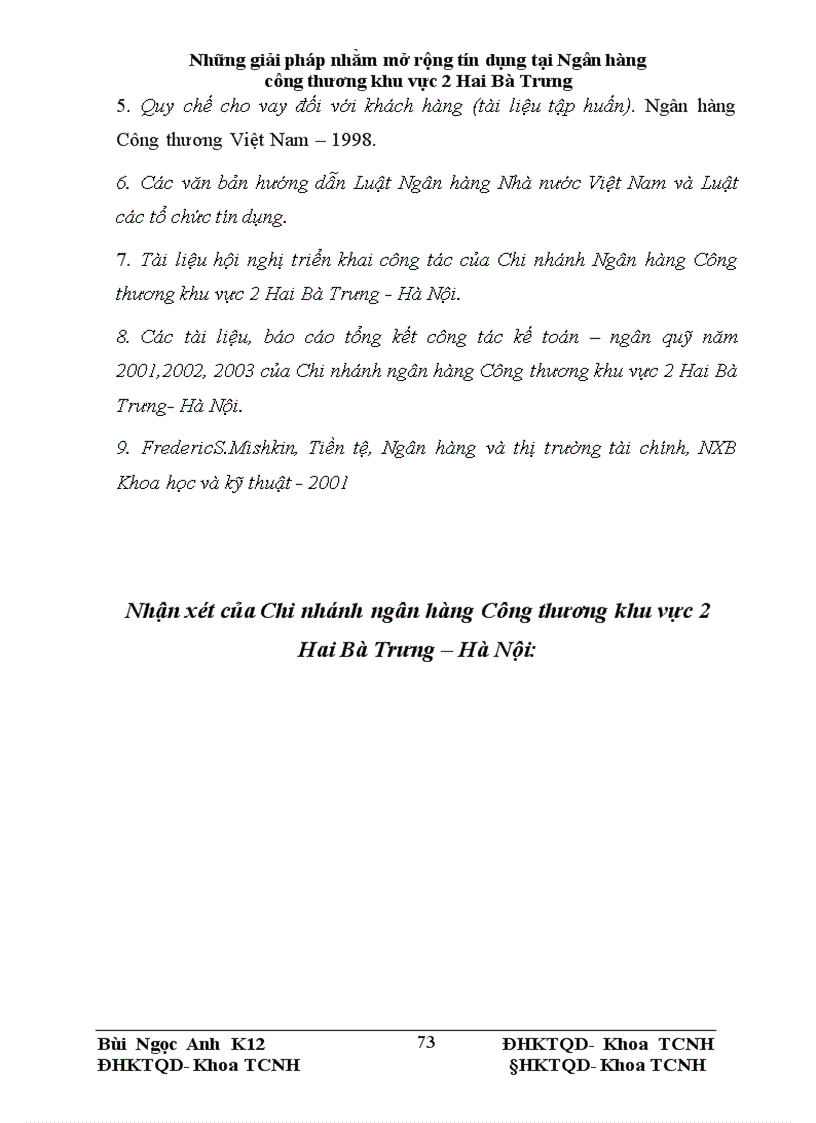 image for page Những giải pháp nhằm mở rộng tín dụng tại chi nhánh Ngân hàng Công thương khu vực 2 Hai Bà Trưng thành phố Hà Nội