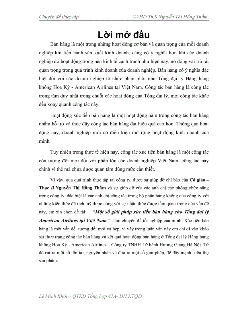 image for page Một số giải pháp xúc tiến bán hàng cho Tổng đại lý American Airlines tại Việt Nam