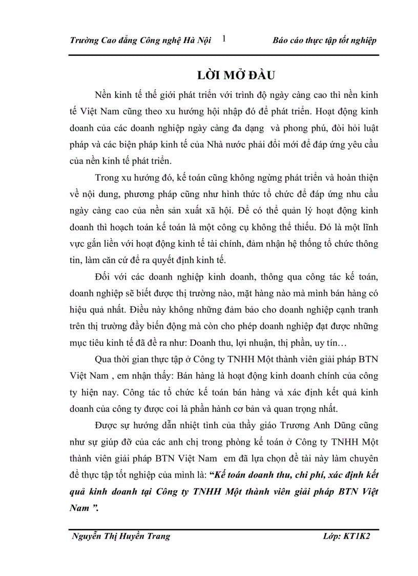 image for page Kế toán doanh thu, chi phí và xác định kết quả kinh doanh tại công ty tnhh một thành viên giải pháp btn việt nam