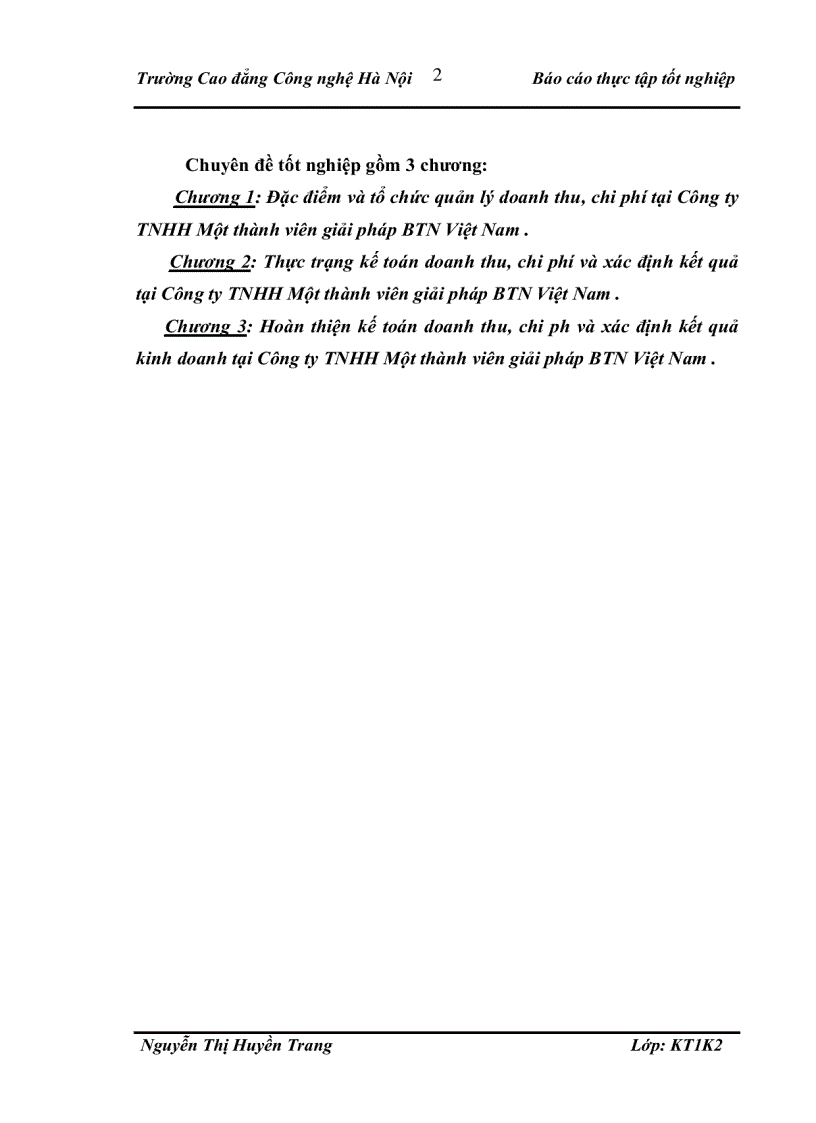 image for page Kế toán doanh thu, chi phí và xác định kết quả kinh doanh tại công ty tnhh một thành viên giải pháp btn việt nam