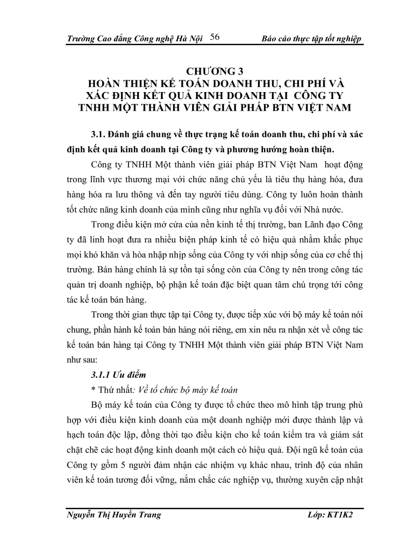 image for page Kế toán doanh thu, chi phí và xác định kết quả kinh doanh tại công ty tnhh một thành viên giải pháp btn việt nam