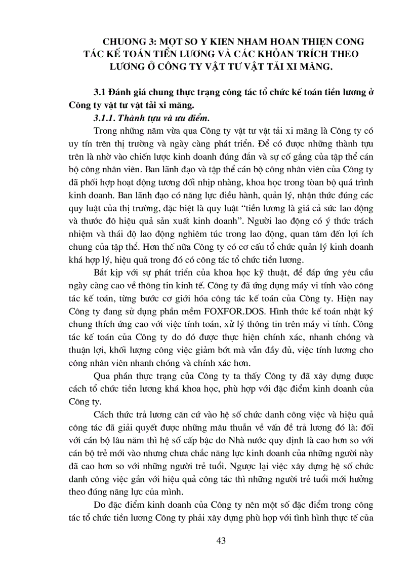 image for page Hoàn thiện tổ chức công tác kế toán tiền lương tại Công ty vật tư vật tải xi măng