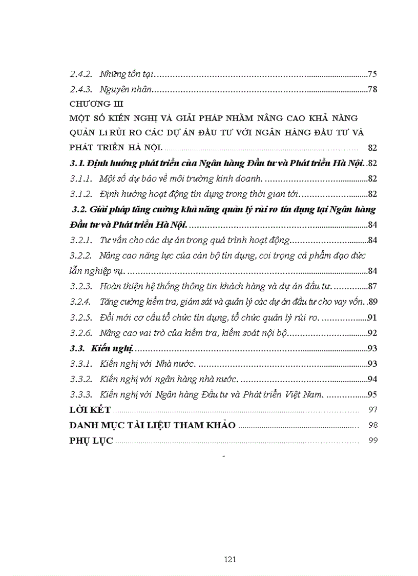 image for page Quản lý rủi ro các dự án đầu tư tại Ngân hàng Đầu tư và Phát triển Chi nhánh Hà Nội.