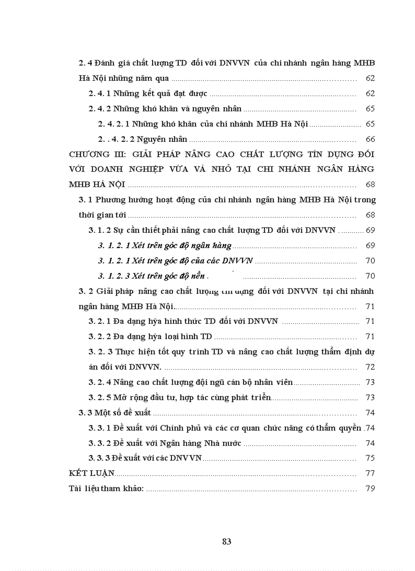 image for page Nâng cao chất lượng tín dụng đối với doanh nghiệp vừa và nhỏ tại chi nhánh ngân hàng MHB Hà Nội.