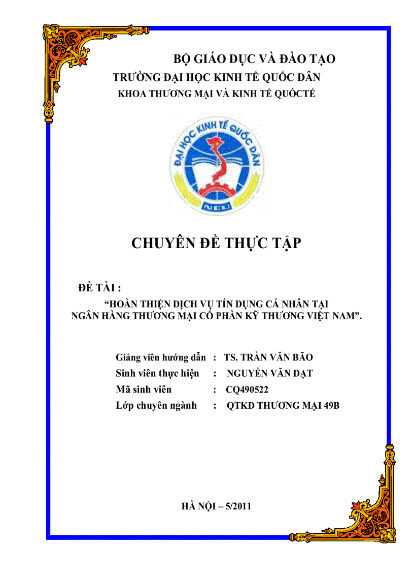 image for page Hoàn thiện dịch vụ tín dụng cá nhân tại ngân hàng thương mại cổ phần kỹ thương việt nam