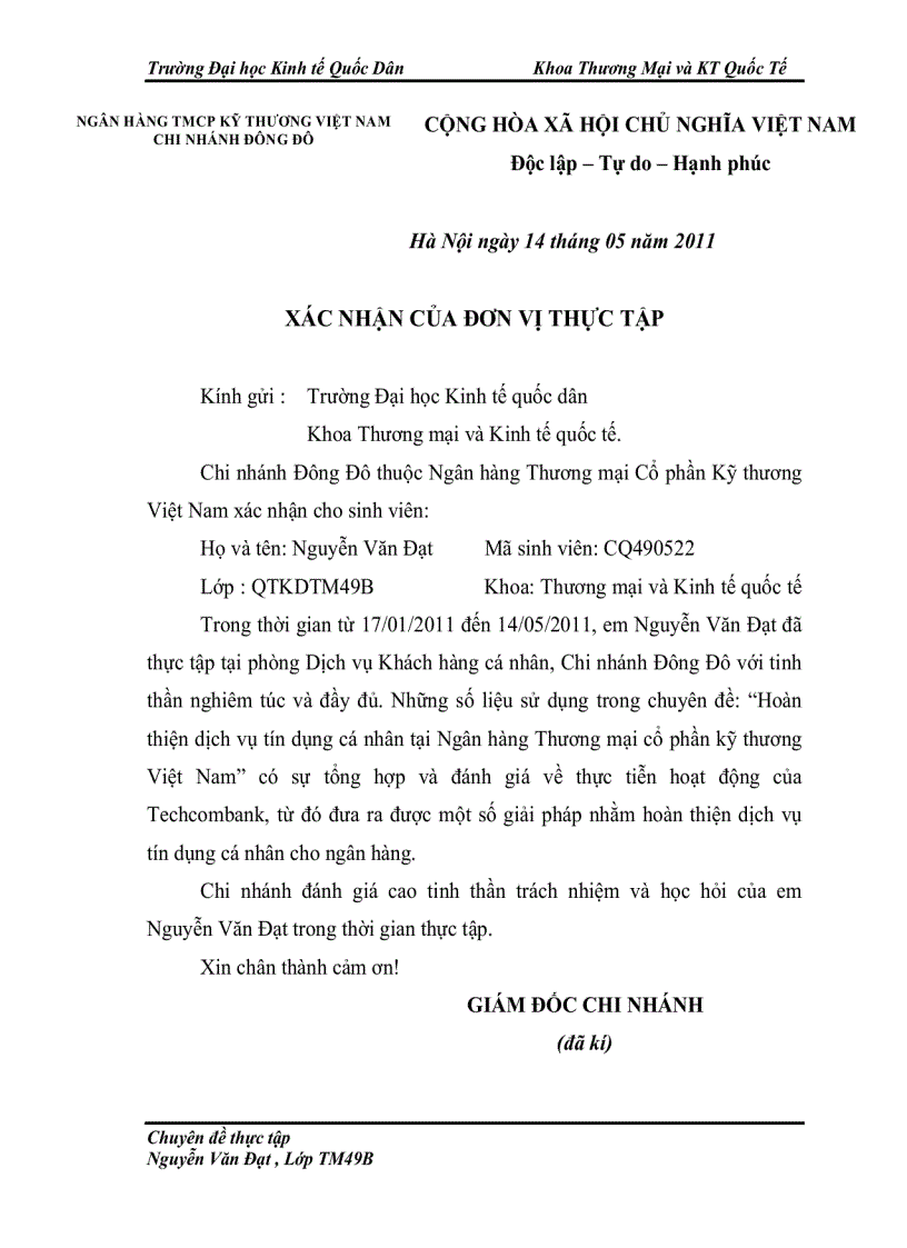 image for page Hoàn thiện dịch vụ tín dụng cá nhân tại ngân hàng thương mại cổ phần kỹ thương việt nam