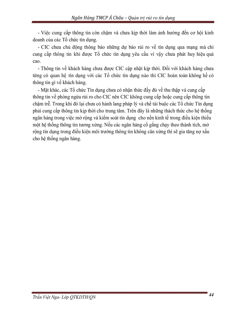 image for page Quản trị rủi ro tín dụng tại Ngân hàng TMCP Á Châu - Chi nhánh Chùa Hà - Thực trạng và Giải pháp