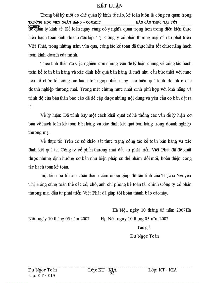 image for page Tổ chức kế toán bán hàng và xác định kết quả bán hàng tại công ty cổ phần thương mại đầt tư phát triển việt phát