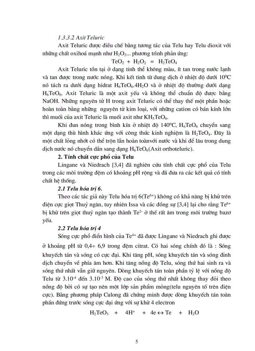 image for page Xác định Telu bằng phương pháp von-ampe hòa tan catot khi có mặt và không có mặt 8- oxiquinoli(8-oxine)