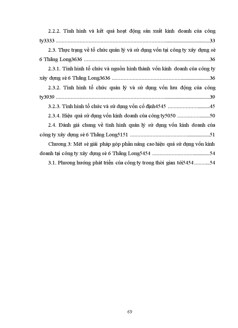 Một số giải pháp góp phần nâng cao hiệu quả sử dụng vốn kinh doanh tại công ty xây dựng số 6 Thăng Long.