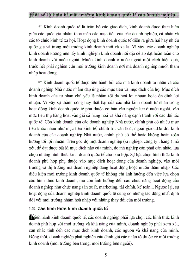 image for page Một số lý luận về môi trường kinh doanh quốc tế của doanh nghiệp