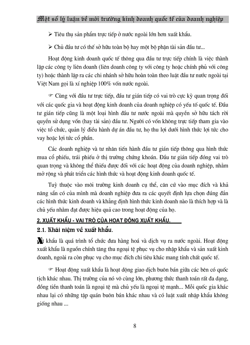 image for page Một số lý luận về môi trường kinh doanh quốc tế của doanh nghiệp