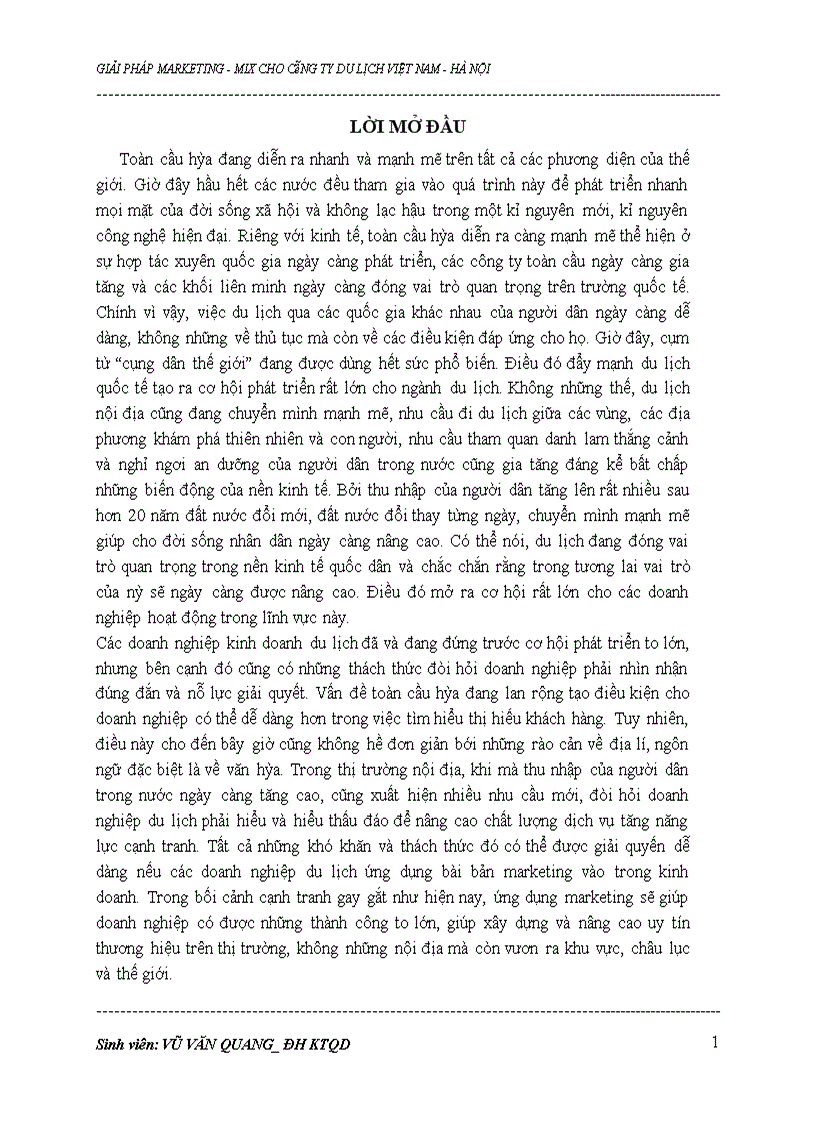 image for page Xây dựng các giải pháp marketing-mix cho công ty du lịch Việt Nam tại Hà Nội