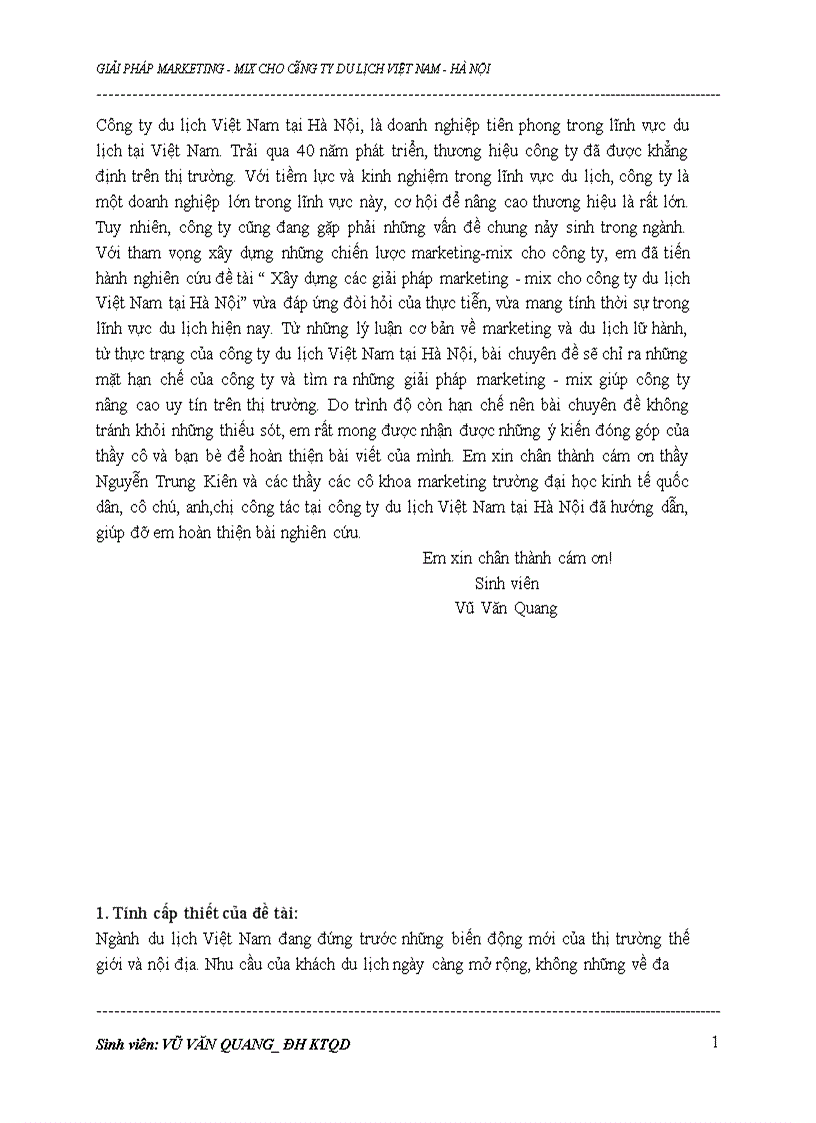 image for page Xây dựng các giải pháp marketing-mix cho công ty du lịch Việt Nam tại Hà Nội