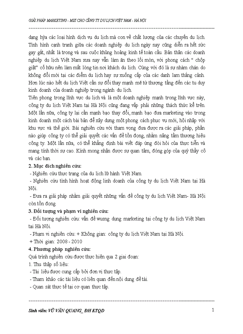 image for page Xây dựng các giải pháp marketing-mix cho công ty du lịch Việt Nam tại Hà Nội