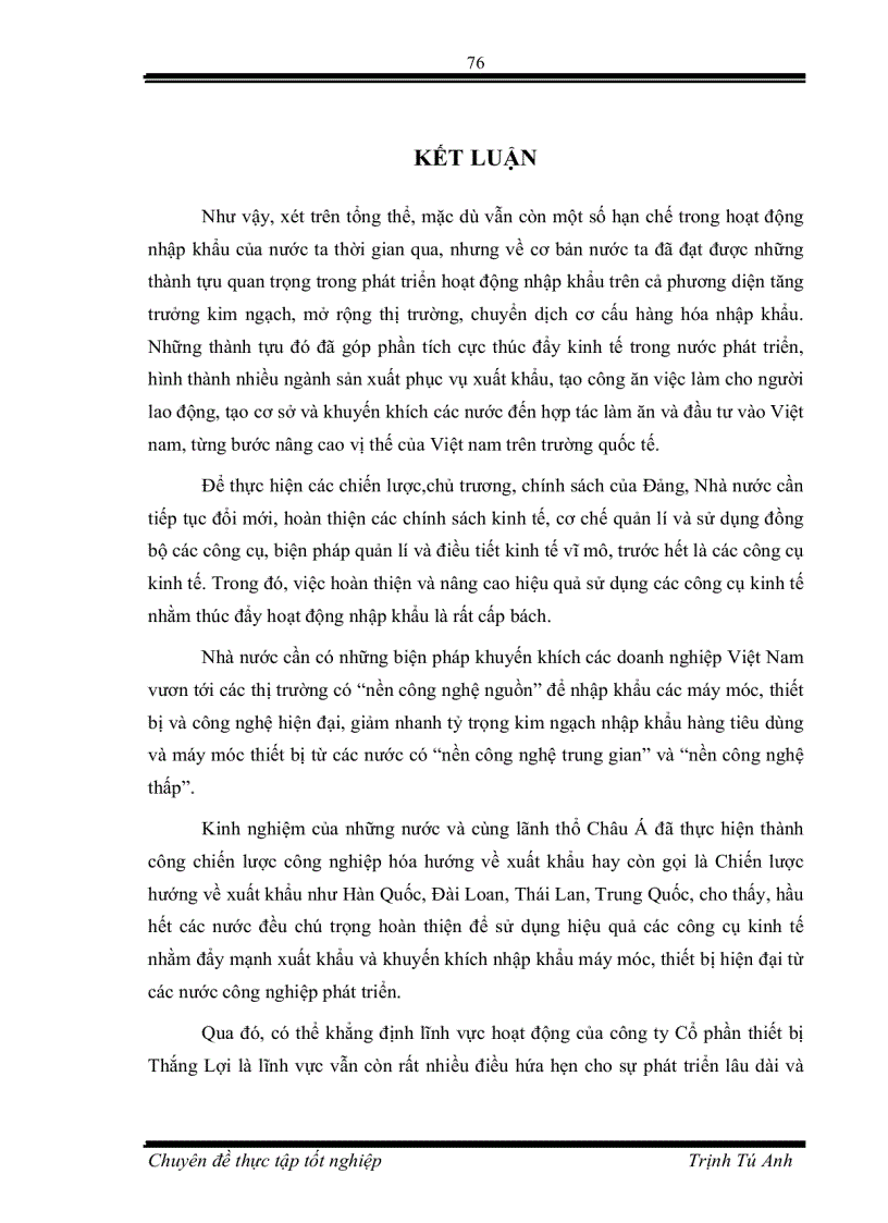 image for page Pháp luật về nhập khẩu và Thực trạng áp dụng tại Công ty Cổ Phần Thiết bị Thắng Lợi