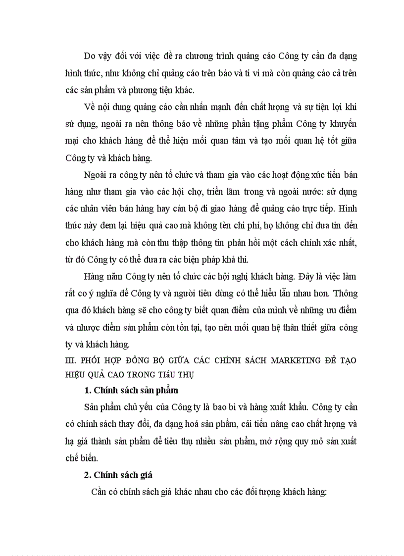 image for page Giải pháp Marketing nhằm góp phần hoàn thiện và thúc đẩy khả năng tiêu thụ sản phẩm ở Công ty Sản xuất Bao bì và Hàng xuất khẩu