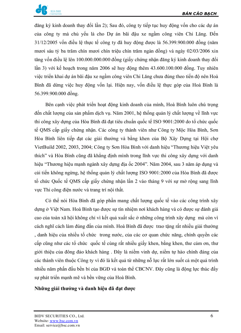 image for page Bản cáo bạch Công ty Cổ phần Xây dựng và Kinh doanh Địa ốc Hòa Bình