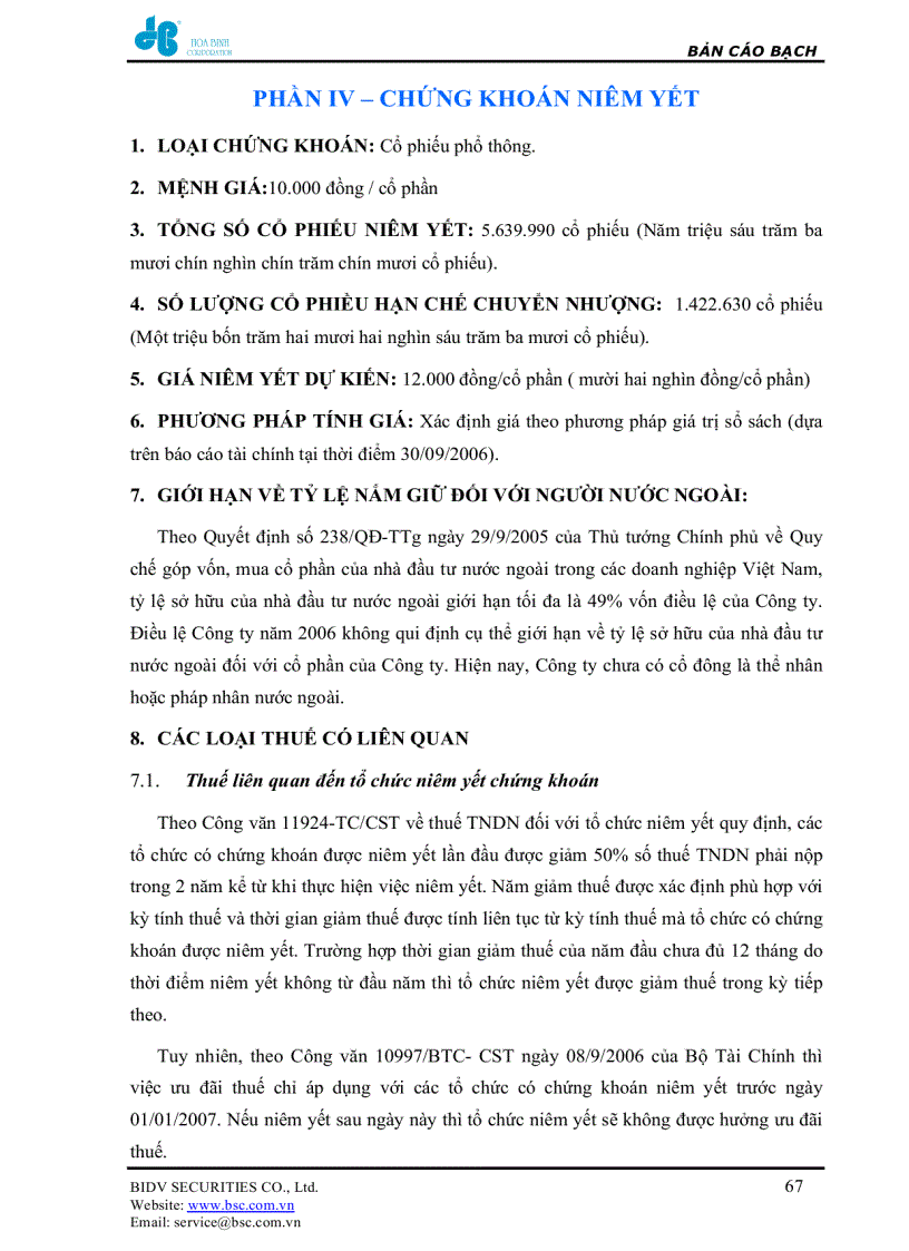 image for page Bản cáo bạch Công ty Cổ phần Xây dựng và Kinh doanh Địa ốc Hòa Bình