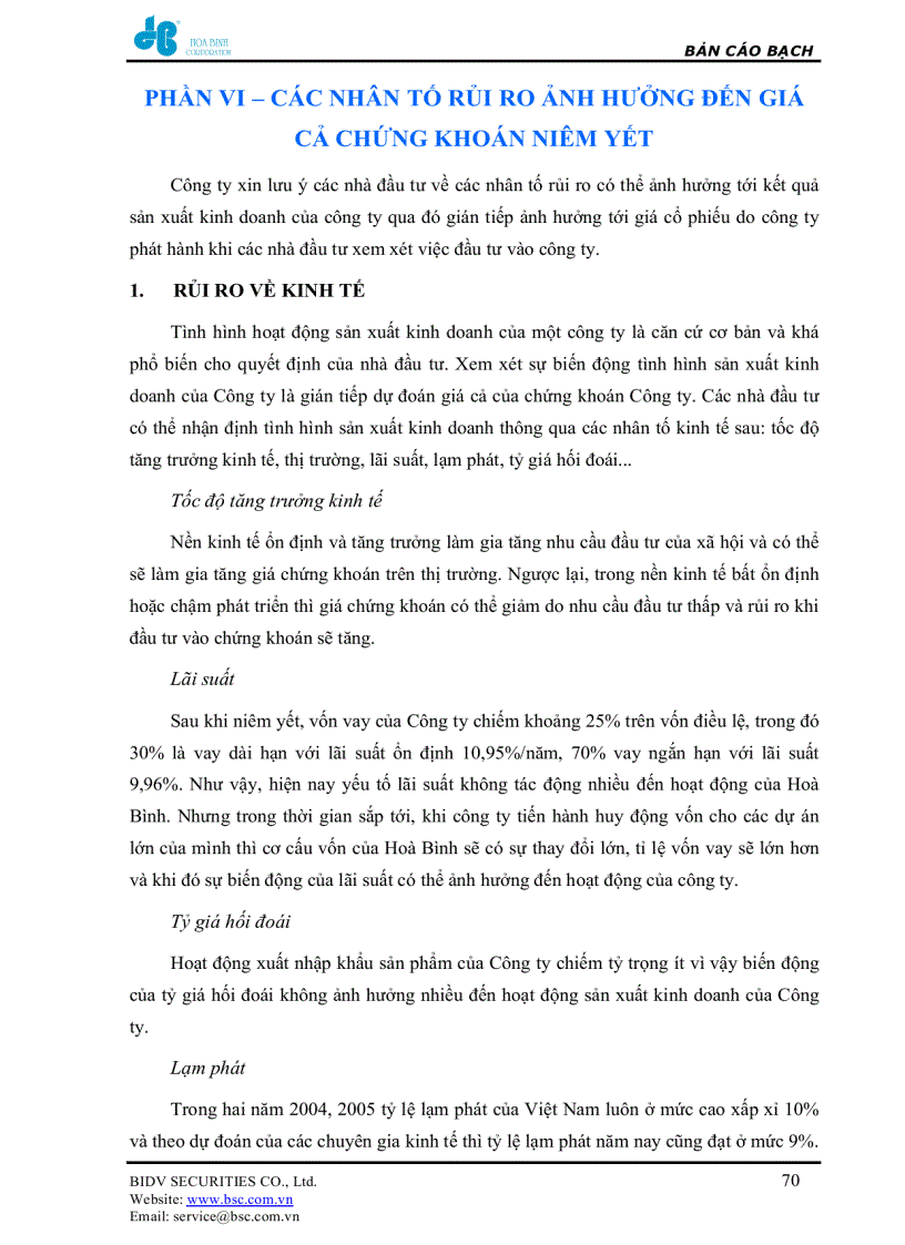 image for page Bản cáo bạch Công ty Cổ phần Xây dựng và Kinh doanh Địa ốc Hòa Bình