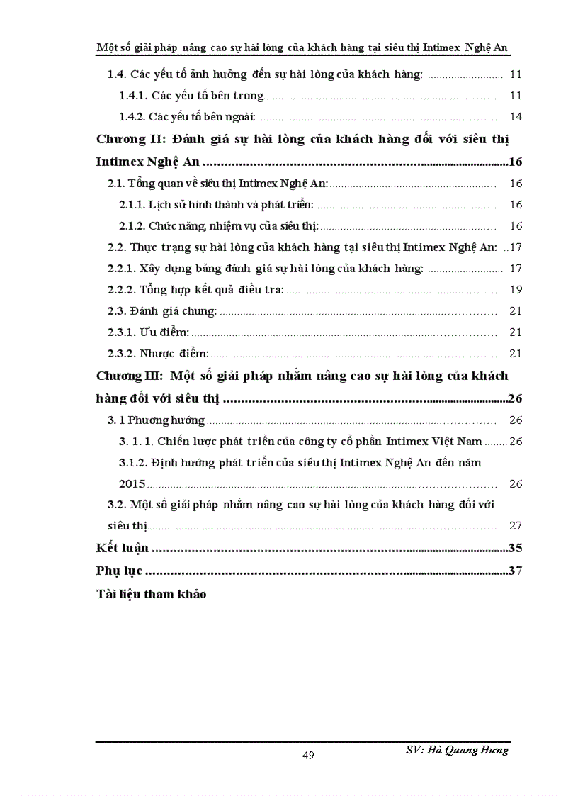 image for page Một số giải pháp nâng cao sự hài lòng của khách hàng tại siêu thị Intimex Nghệ An