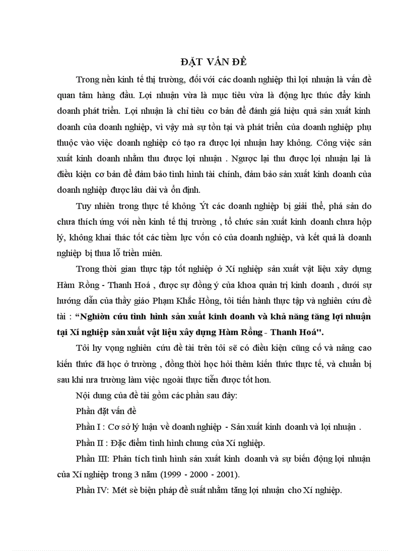 image for page Nghiên cứu tình hình sản xuất kinh doanh và khả năng tăng lợi nhuận tại Xí nghiệp sản xuất vật liệu xây dựng Hàm Rồng - Thanh Hoá