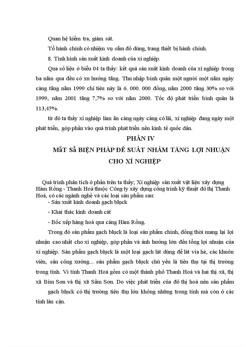 image for page Nghiên cứu tình hình sản xuất kinh doanh và khả năng tăng lợi nhuận tại Xí nghiệp sản xuất vật liệu xây dựng Hàm Rồng - Thanh Hoá