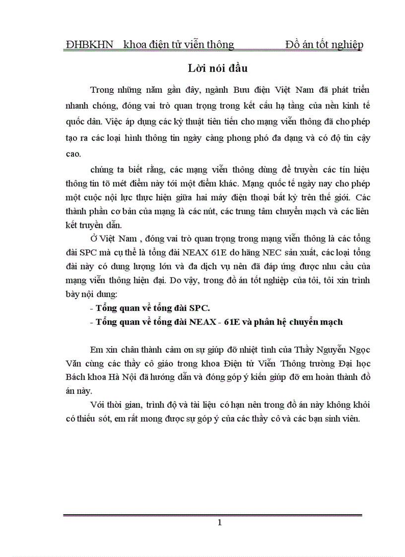 image for page Tổng quan về tổng đài SPC và tổng đài NEAX - 61E và phân hệ chuyển mạch