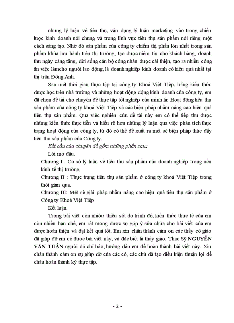 image for page Hoạt động tiêu thụ sản phẩm tại công ty Khoá Việt Tịêp và các giải pháp nhằm nâng cao hiệu quả tiêu thụ