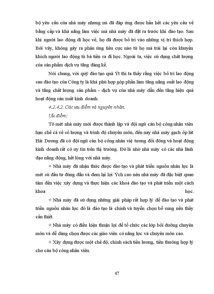 image for page Thực trạng công tác đào tạo và phát triển nguồn nhân lực ở nhà máy gạch ốp lát Hải Dương