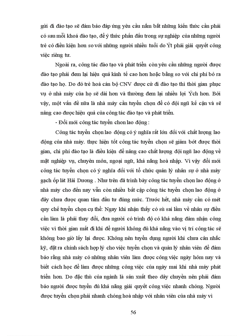 image for page Thực trạng công tác đào tạo và phát triển nguồn nhân lực ở nhà máy gạch ốp lát Hải Dương