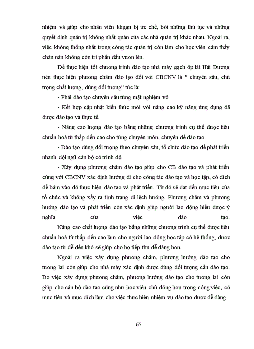 image for page Thực trạng công tác đào tạo và phát triển nguồn nhân lực ở nhà máy gạch ốp lát Hải Dương