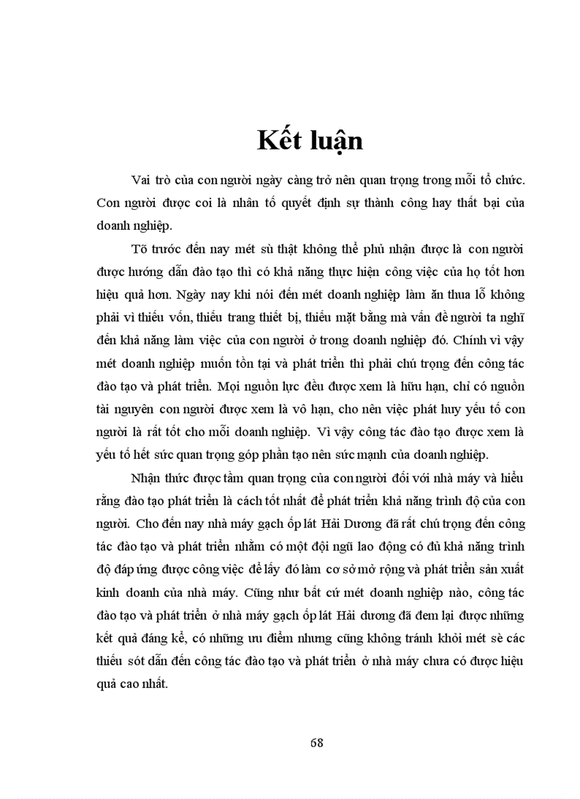 image for page Thực trạng công tác đào tạo và phát triển nguồn nhân lực ở nhà máy gạch ốp lát Hải Dương