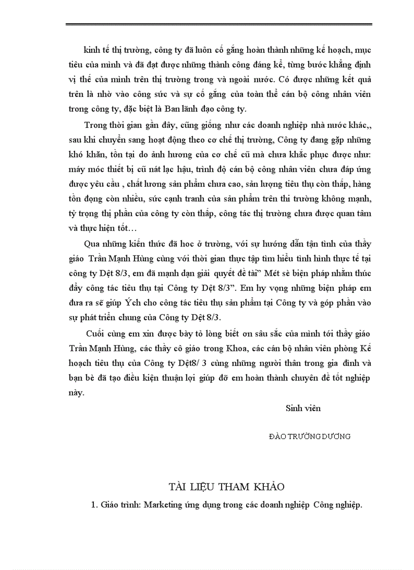 image for page Một số biện pháp nhằm thúc đẩy công tác tiêu thụ sản phẩm tại Công ty Dệt 8/3