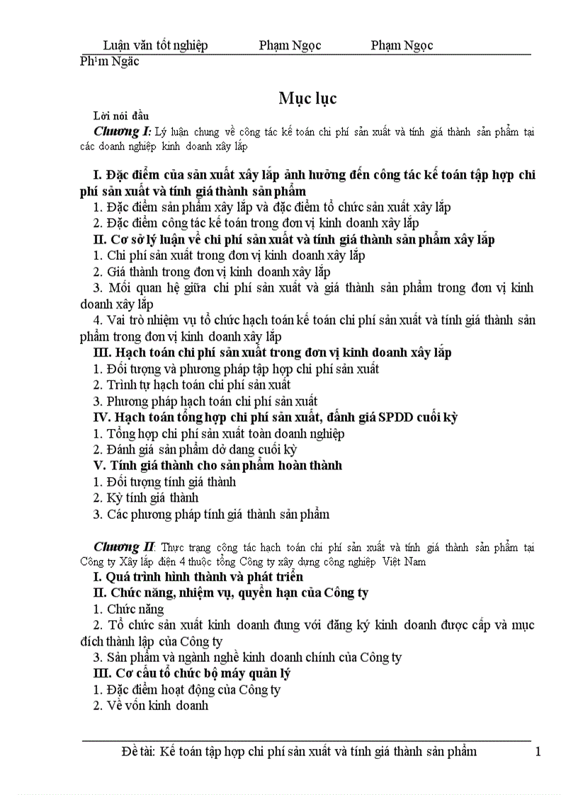 Hoàn thiện công tác kế toán chi phí sản xuất và tính giá thành sản phẩm tại công ty xây lắp điện 4 \
