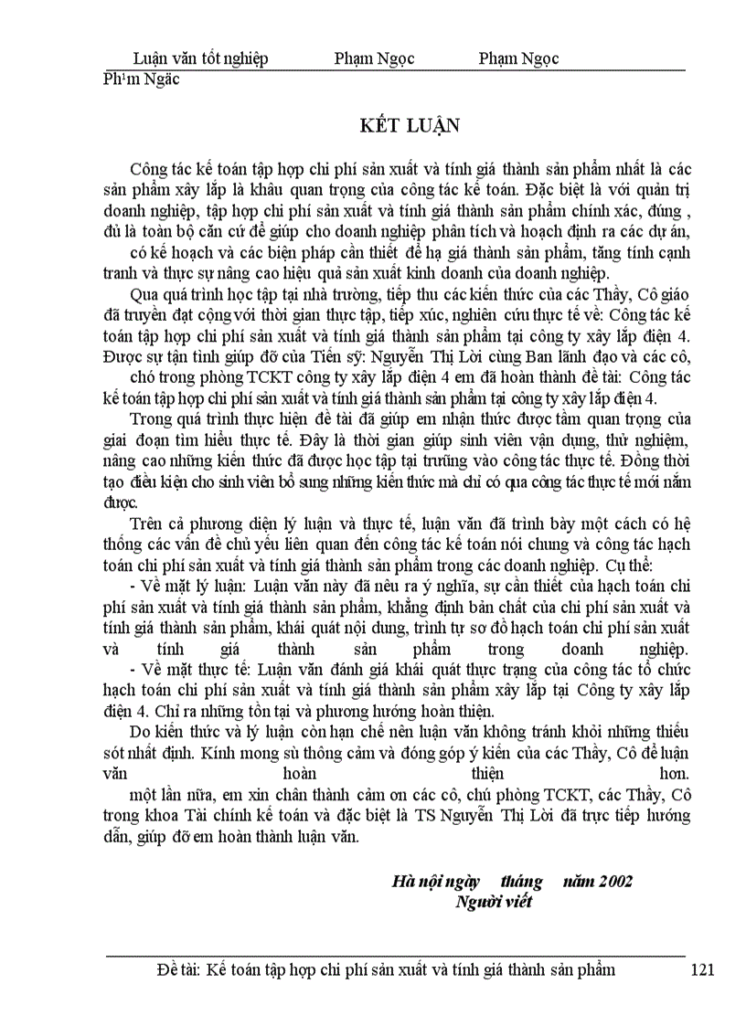 image for page Hoàn thiện công tác kế toán chi phí sản xuất và tính giá thành sản phẩm tại công ty xây lắp điện 4 \