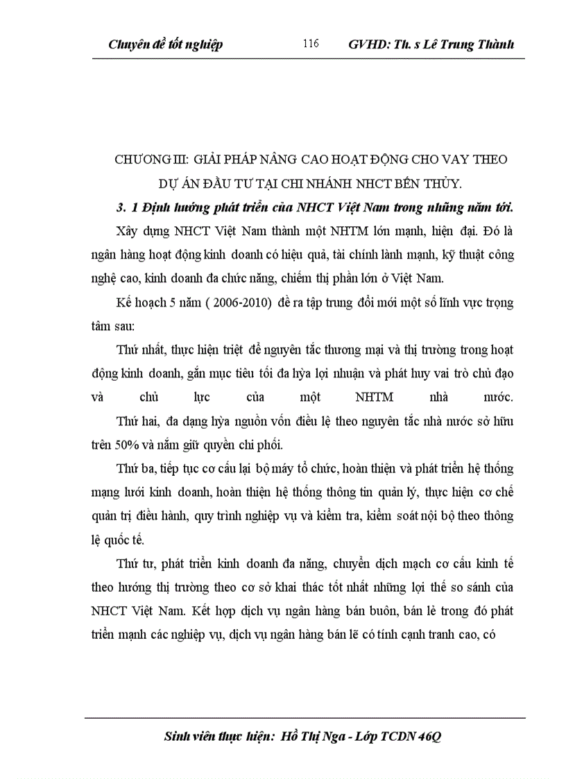 image for page Nâng cao chất lượng hoạt động cho vay theo dự án đầu tư tại Chi nhánh NHCT Bến Thuỷ