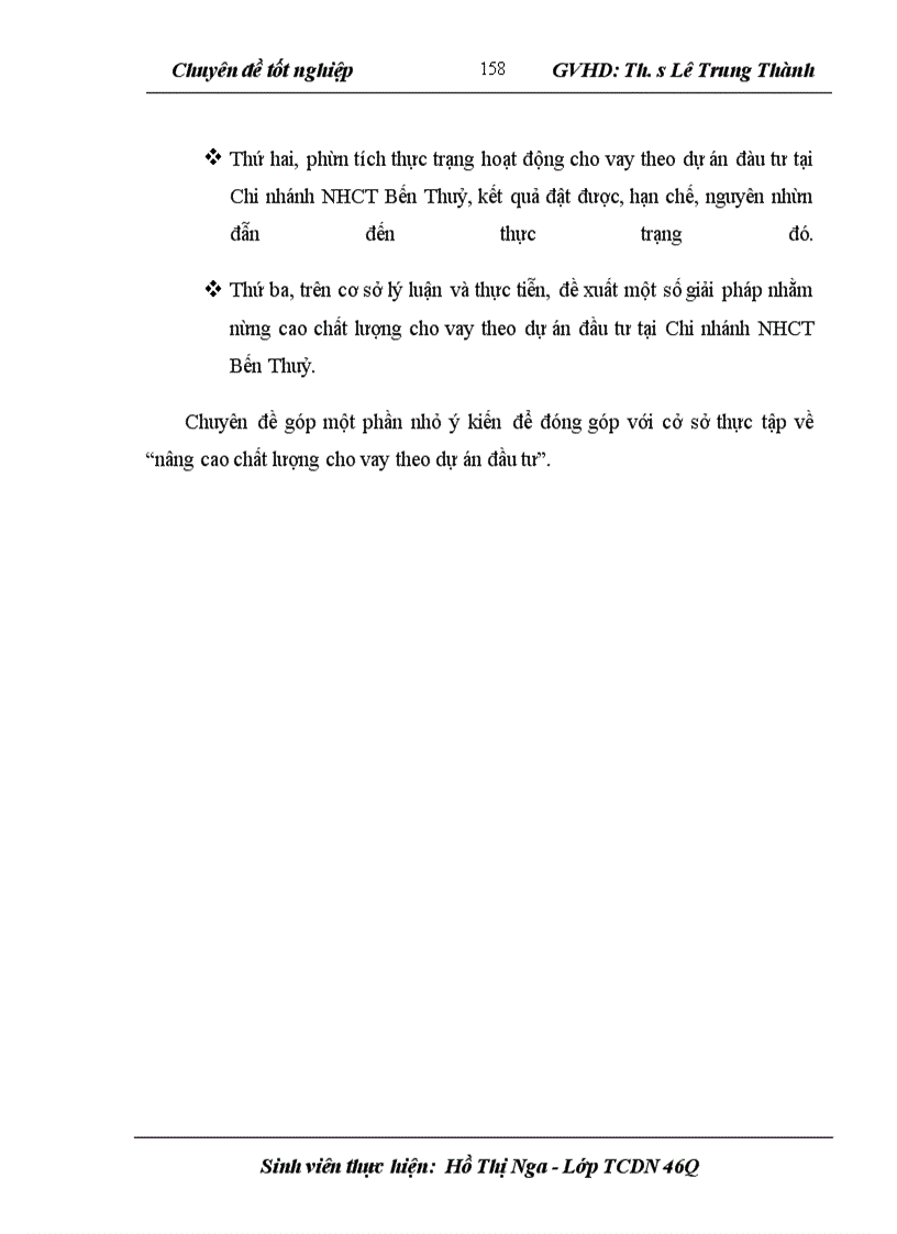 image for page Nâng cao chất lượng hoạt động cho vay theo dự án đầu tư tại Chi nhánh NHCT Bến Thuỷ