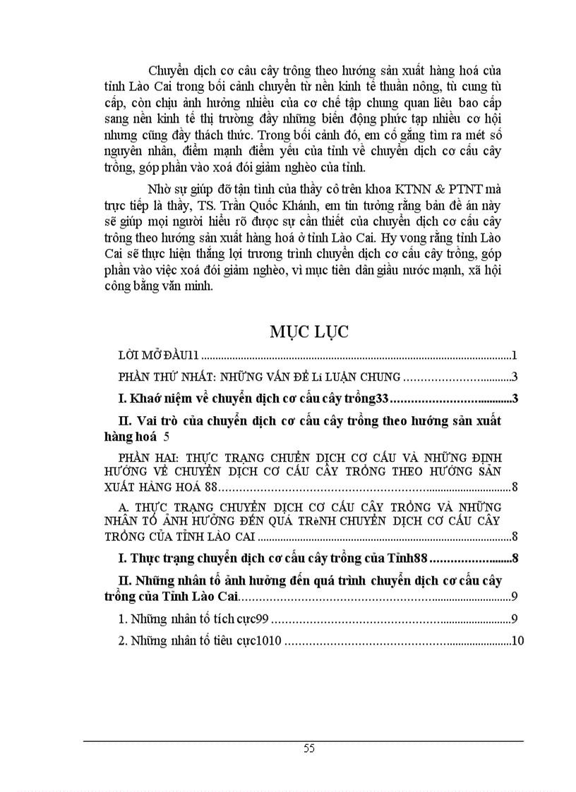 image for page Những vấn đề về định hướng chuyển dịch cơ cấu cây trồng theo hướng sản xuất hàng hoá của tỉnh Lào Cai trong một số năm tớ