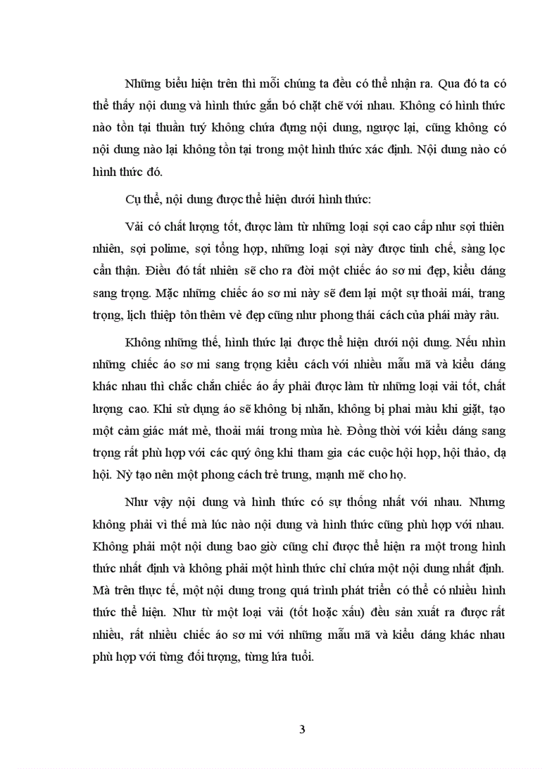 image for page Mối quan hệ giữa nội dung và hình thức được biểu hiện trên sản phẩm áo sơ mi