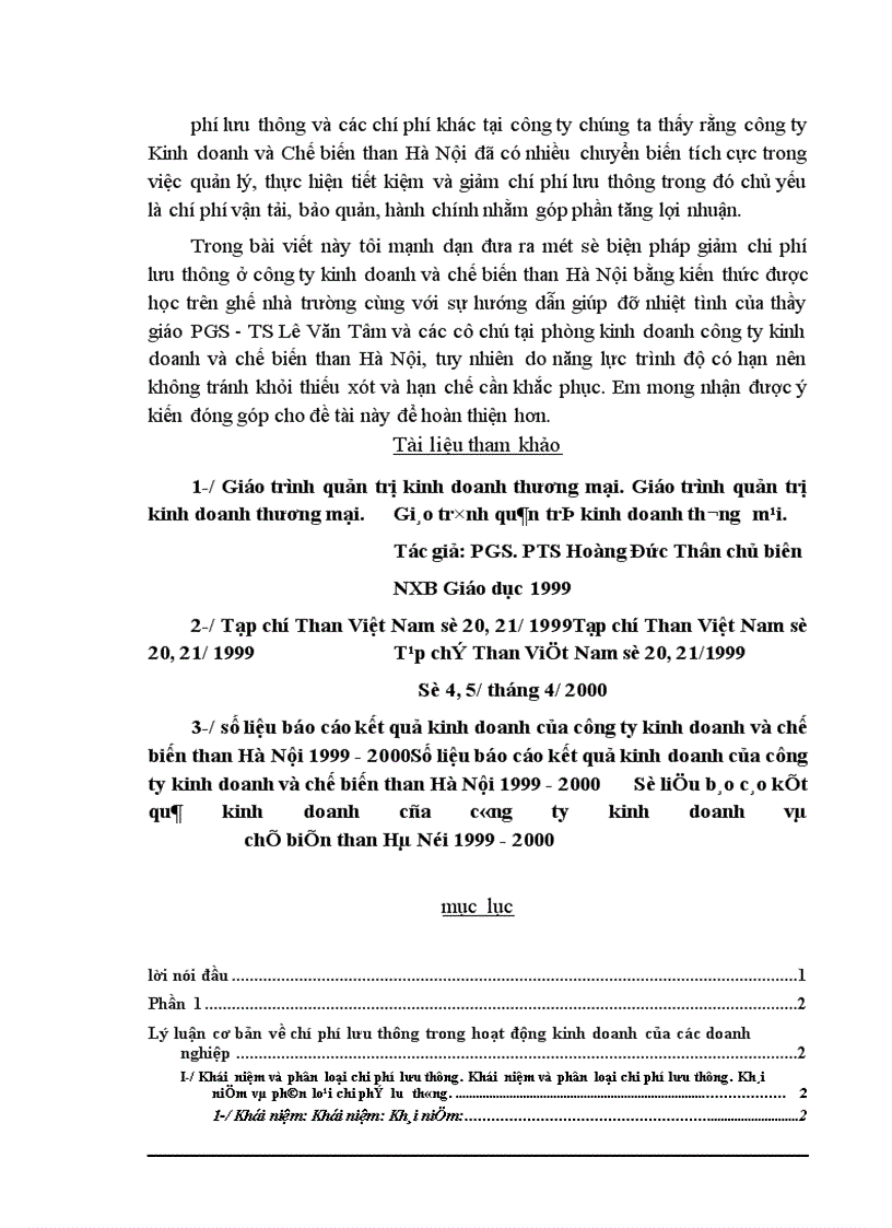 image for page Một số biện pháp giảm chí phí lưu thông tại công ty Kinh doanh và Chế biến than Hà Nội Kết cấu chuyên đề