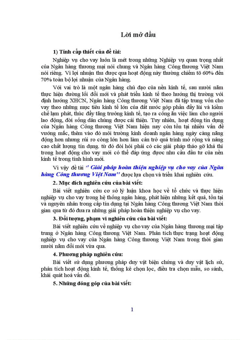 image for page Giải pháp hoàn thiện nghiệp vụ cho vay của Ngân hàng Công thương Việt Nam