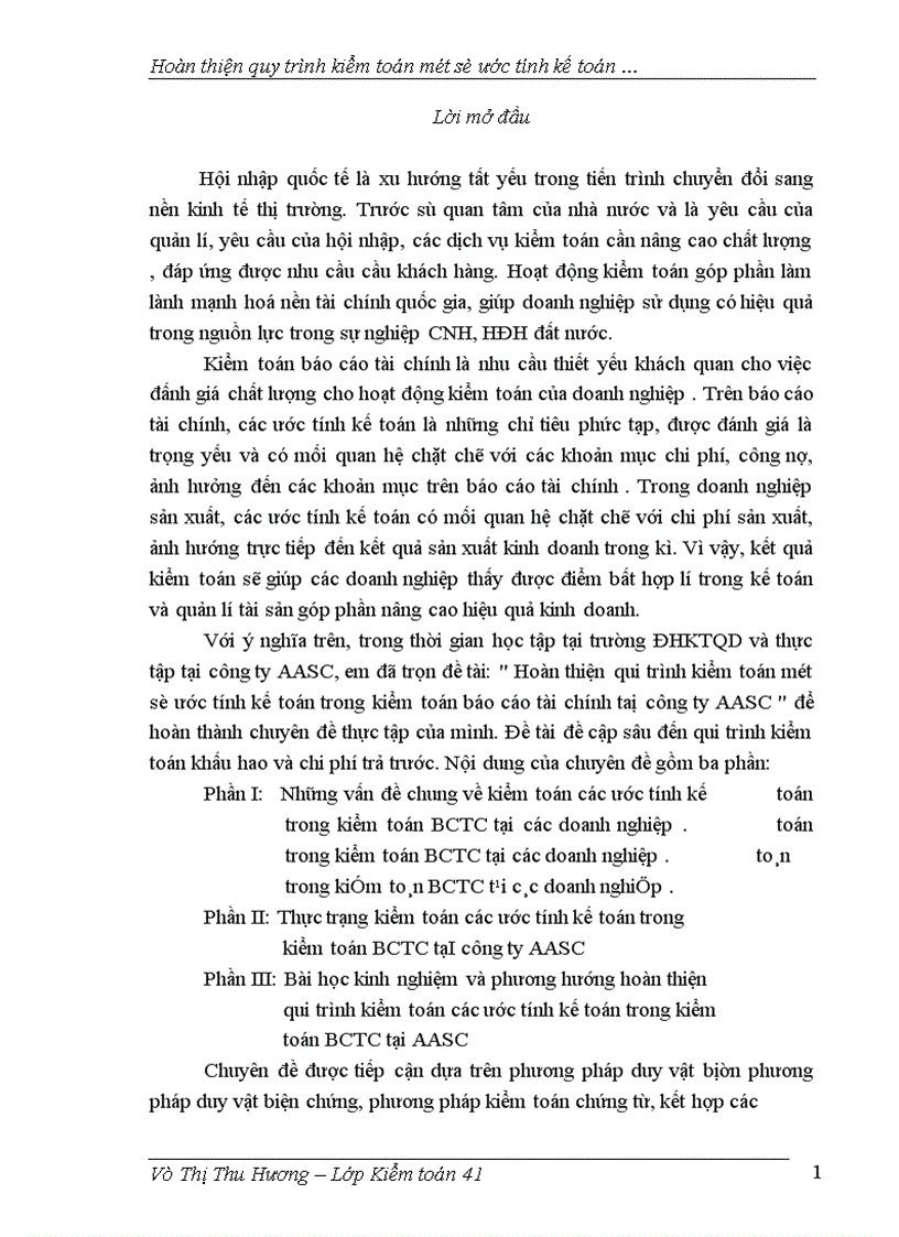 image for page Hoàn thiện qui trình kiểm toán một số ước tính kế toán trong kiểm toán báo cáo tài chính taị công ty AASC