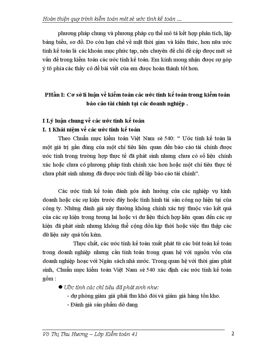 image for page Hoàn thiện qui trình kiểm toán một số ước tính kế toán trong kiểm toán báo cáo tài chính taị công ty AASC