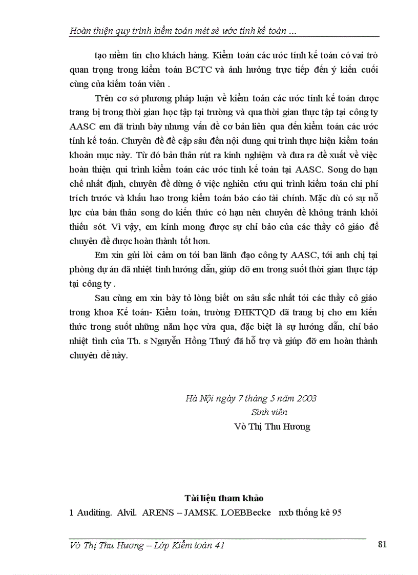 image for page Hoàn thiện qui trình kiểm toán một số ước tính kế toán trong kiểm toán báo cáo tài chính taị công ty AASC