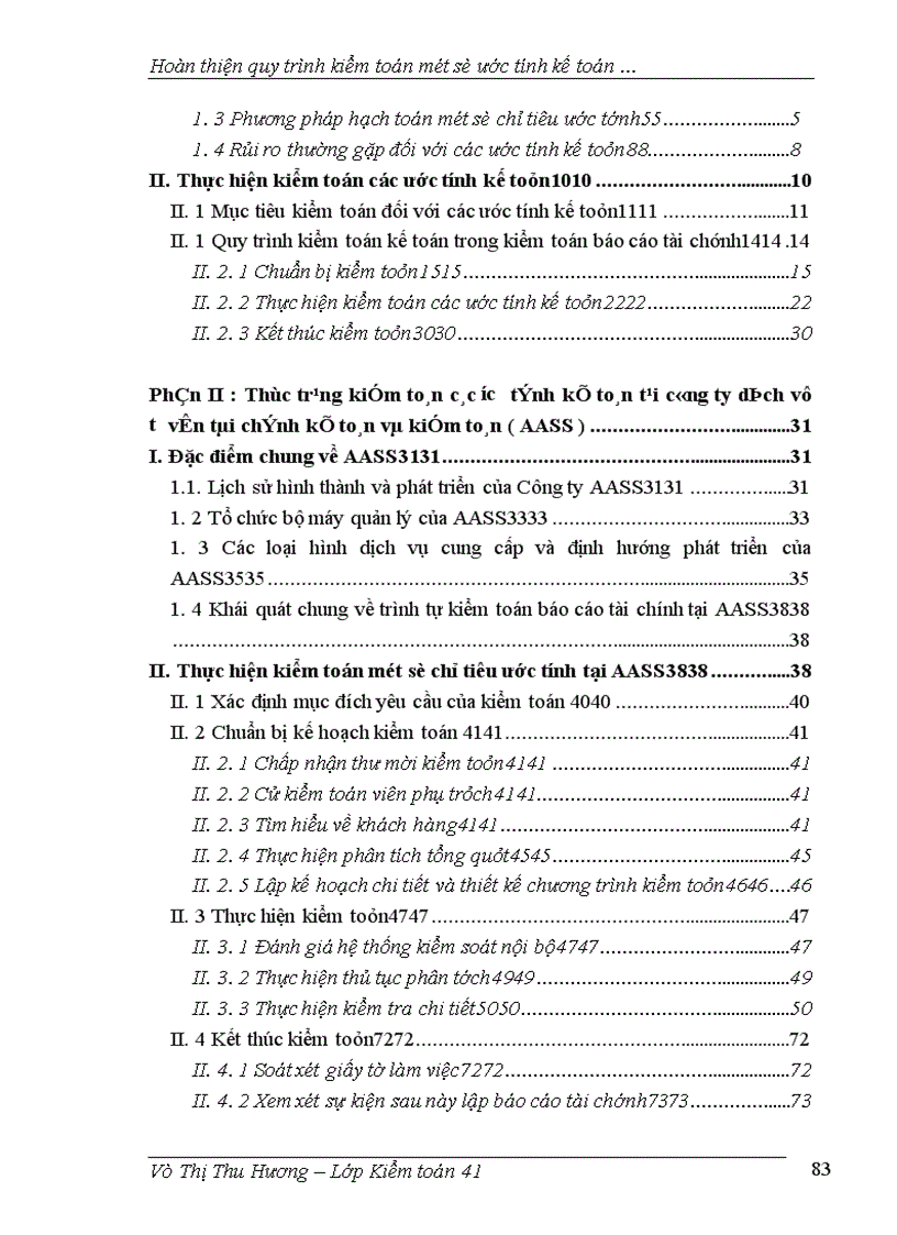 image for page Hoàn thiện qui trình kiểm toán một số ước tính kế toán trong kiểm toán báo cáo tài chính taị công ty AASC