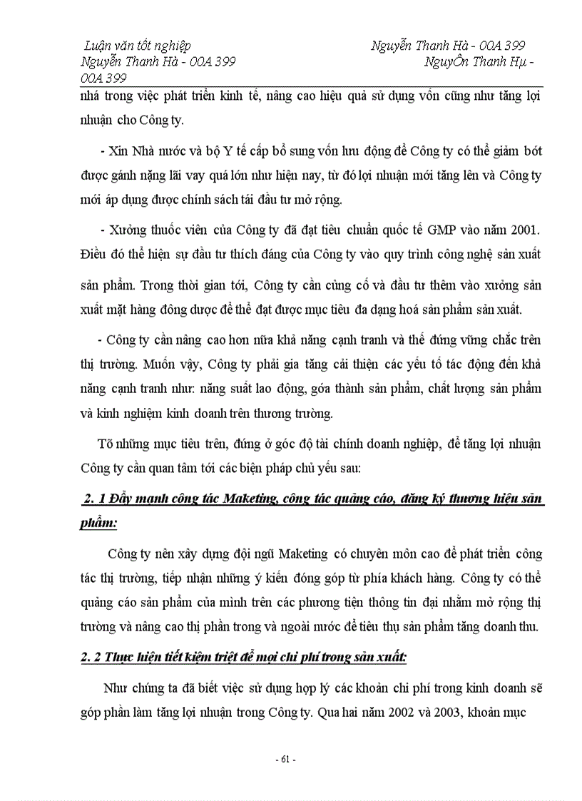 image for page Lợi nhuận và một số biện pháp tài chính nhằm tăng lợi nhuận tại Công ty Dược Liệu TW I